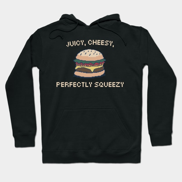 Juicy, Cheesy, Perfectly Squeezy! 8-Bit Pixel Art Hamburger Hoodie by pxlboy